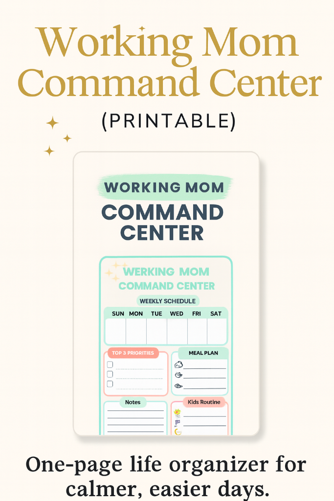 Working Mom Command Center printable included in the planning system